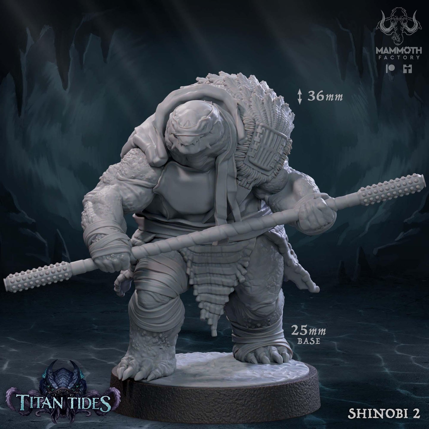 a statue of a giant creature holding a spear
