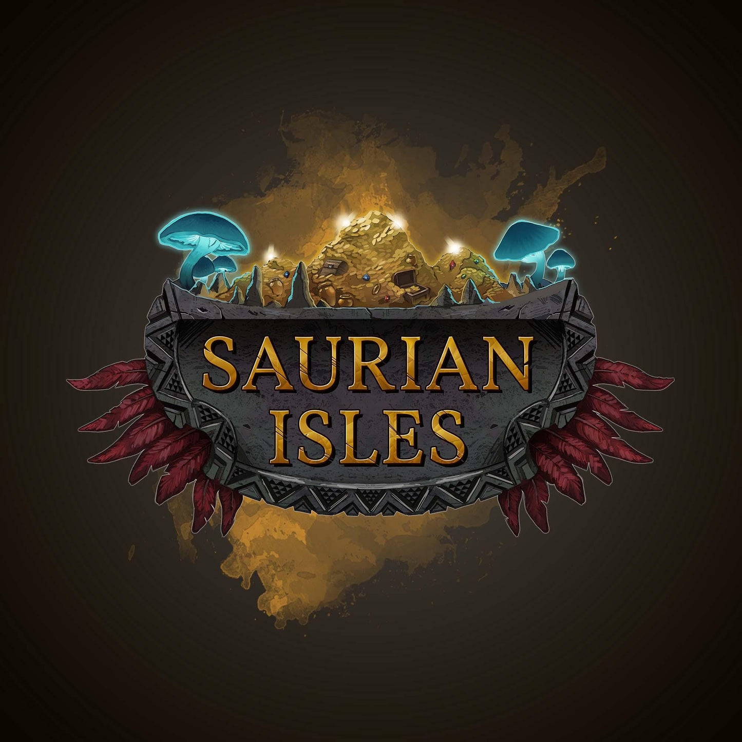 a logo for a game called saurin isles