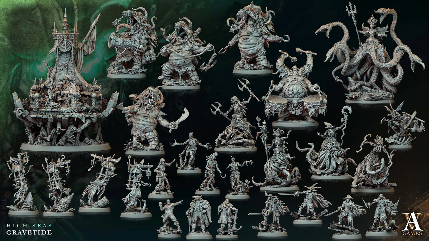 a group of miniature figurines of various types and sizes