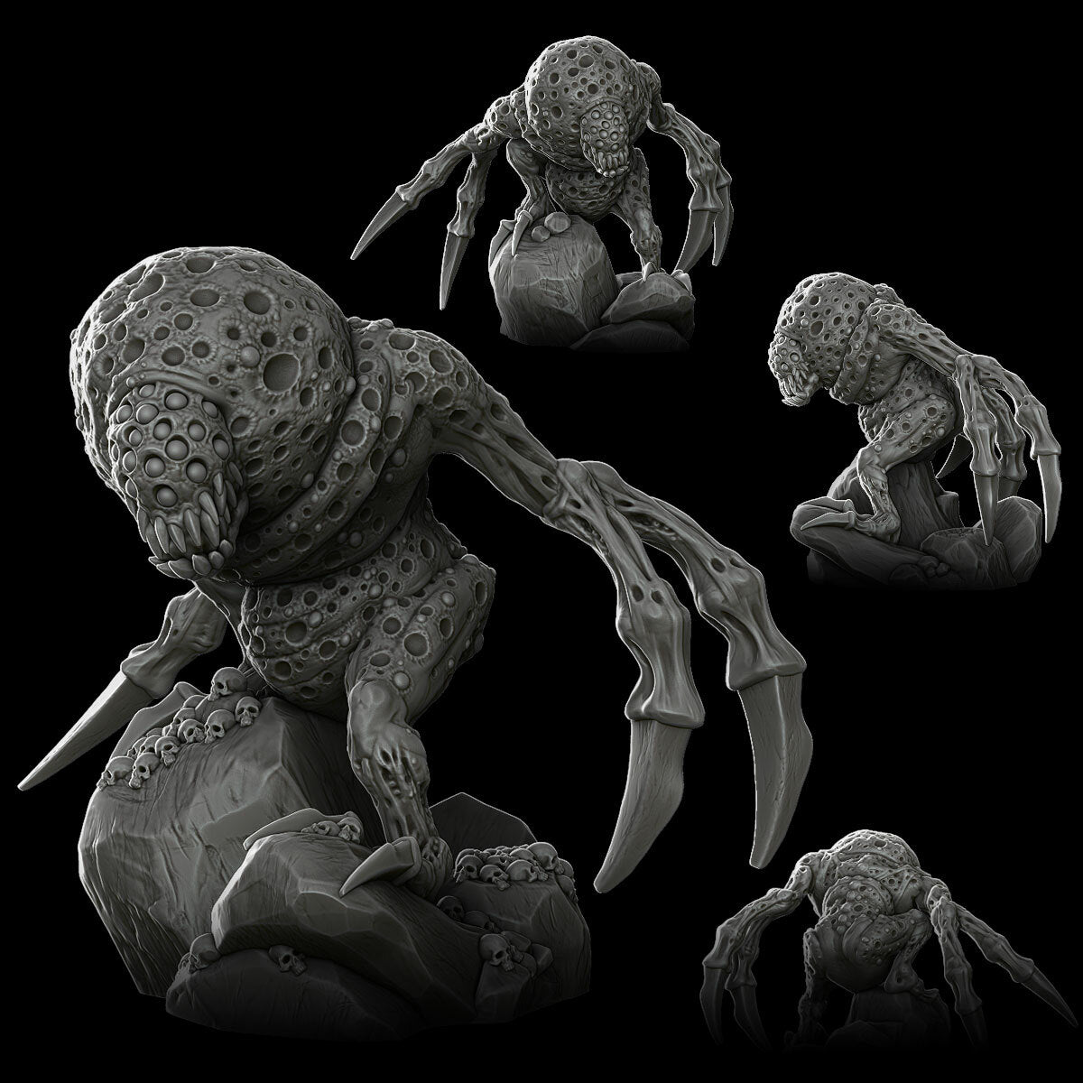 a black and white photo of a creature model