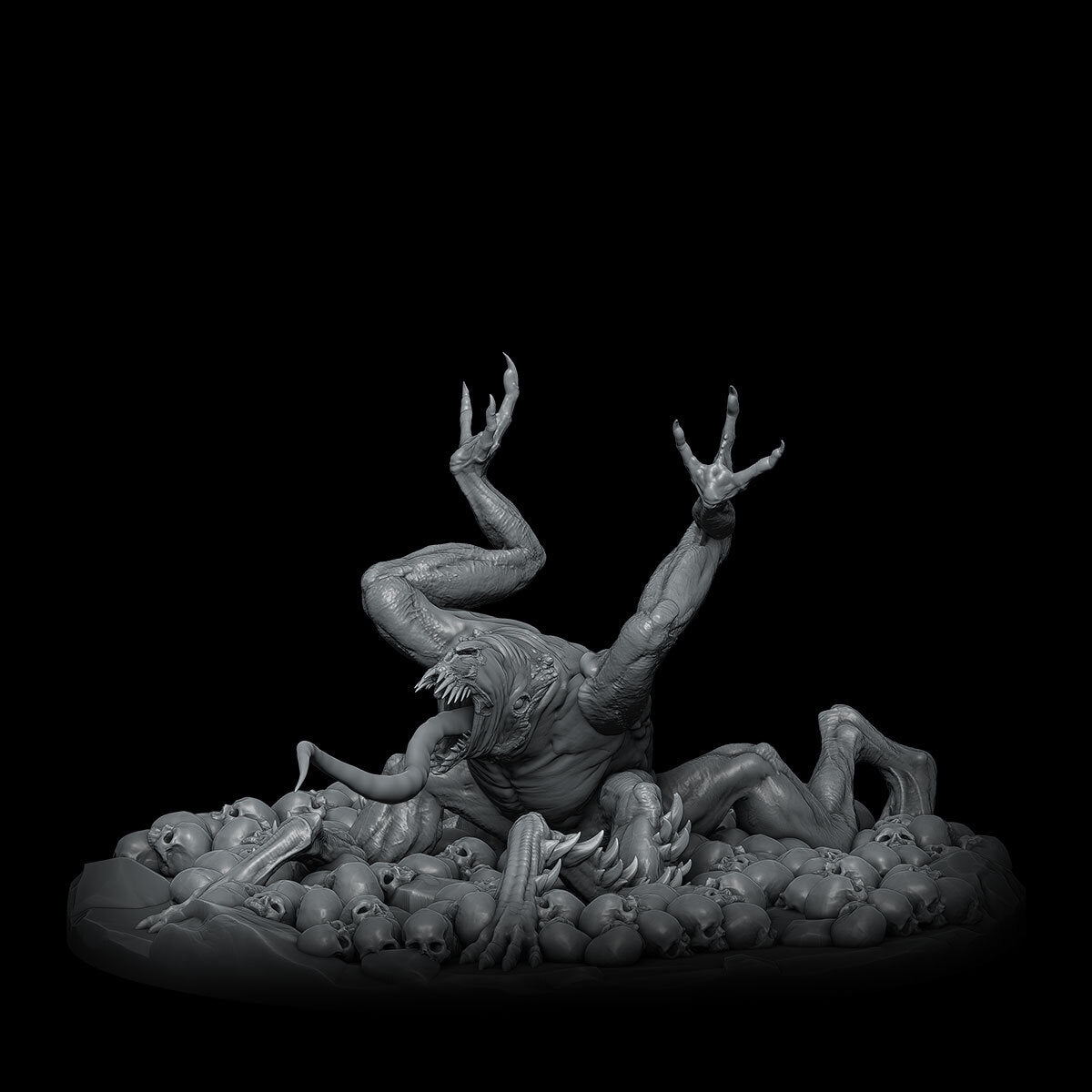 a black and white photo of a statue of a creature