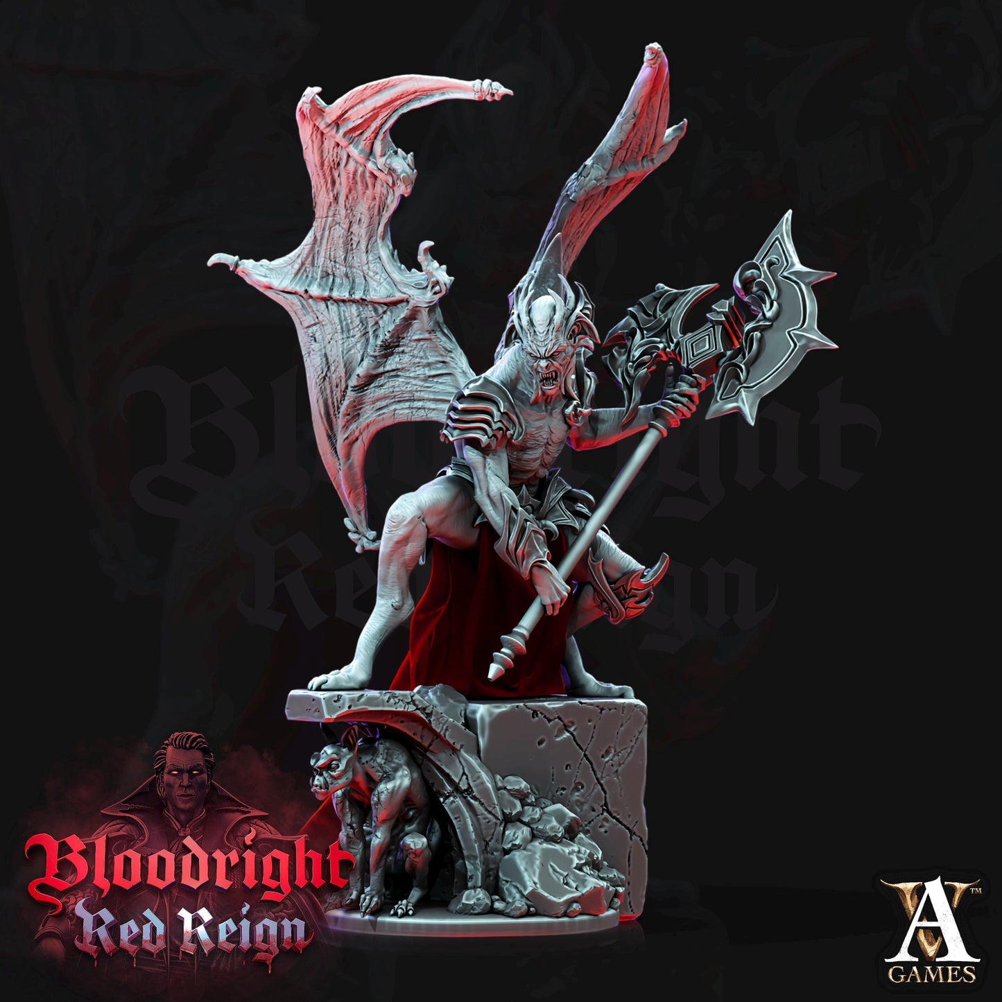 a statue of a demon holding a sword