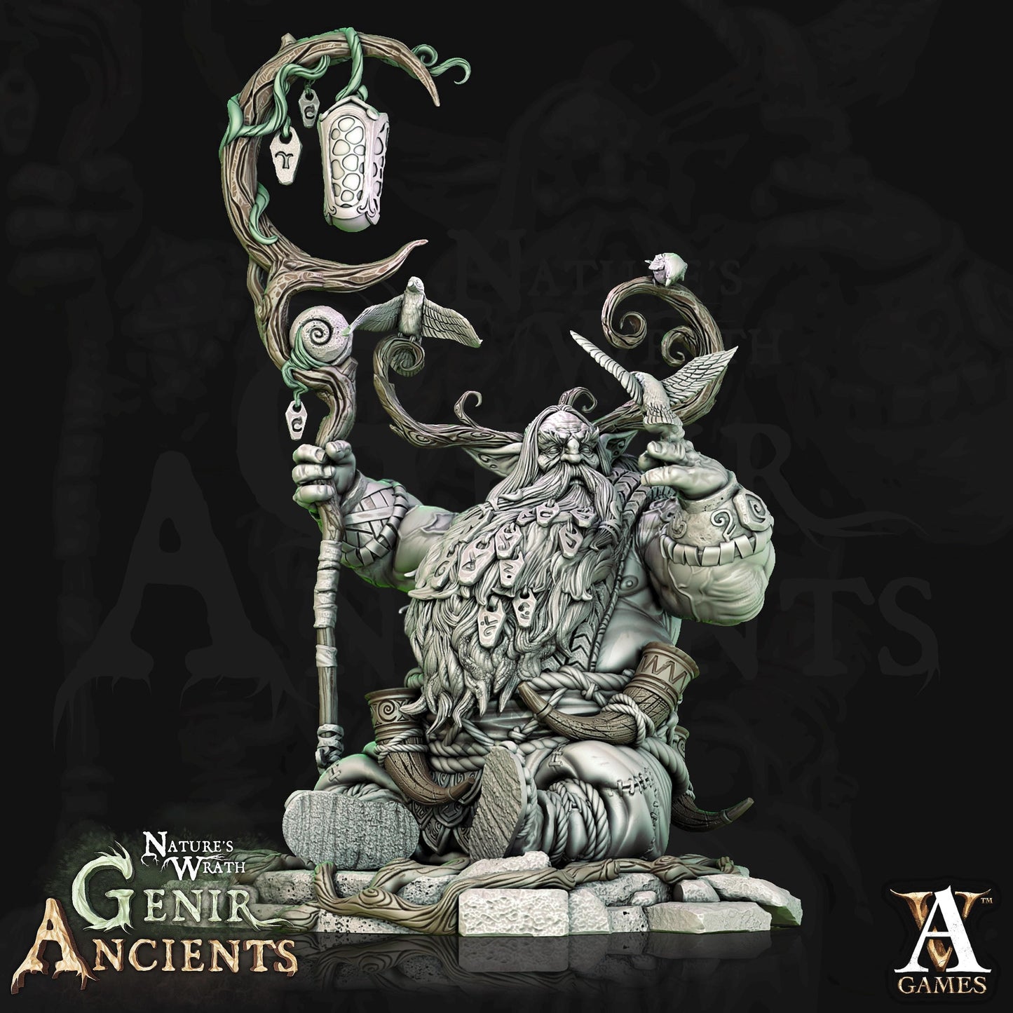 a statue of a wizard holding a staff