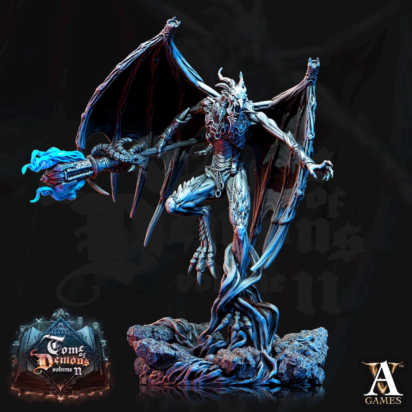 a statue of a demon holding a sword