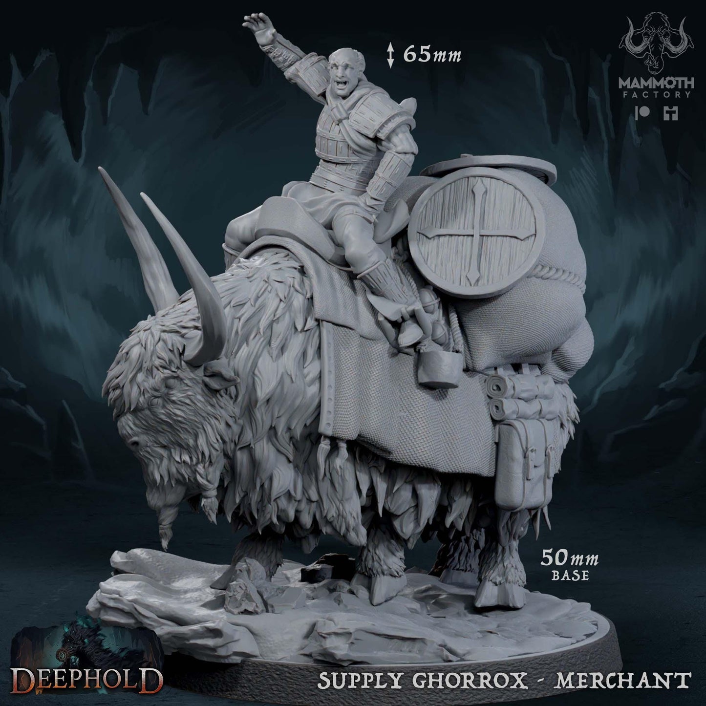 a statue of a man riding on the back of a horned animal