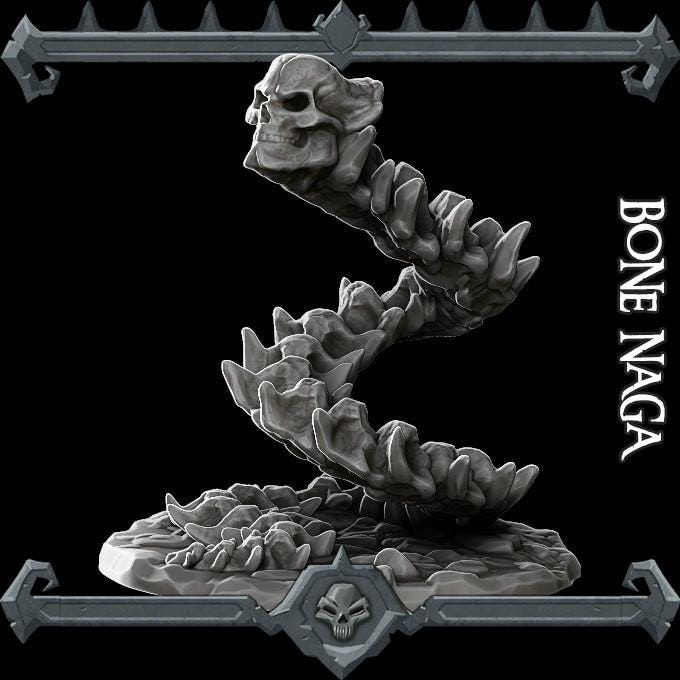 Bone Naga | Undead Miniature | Rocket Pig Games | Resin | Fantasy | DnD | RPG | TTRPG | Tabletop