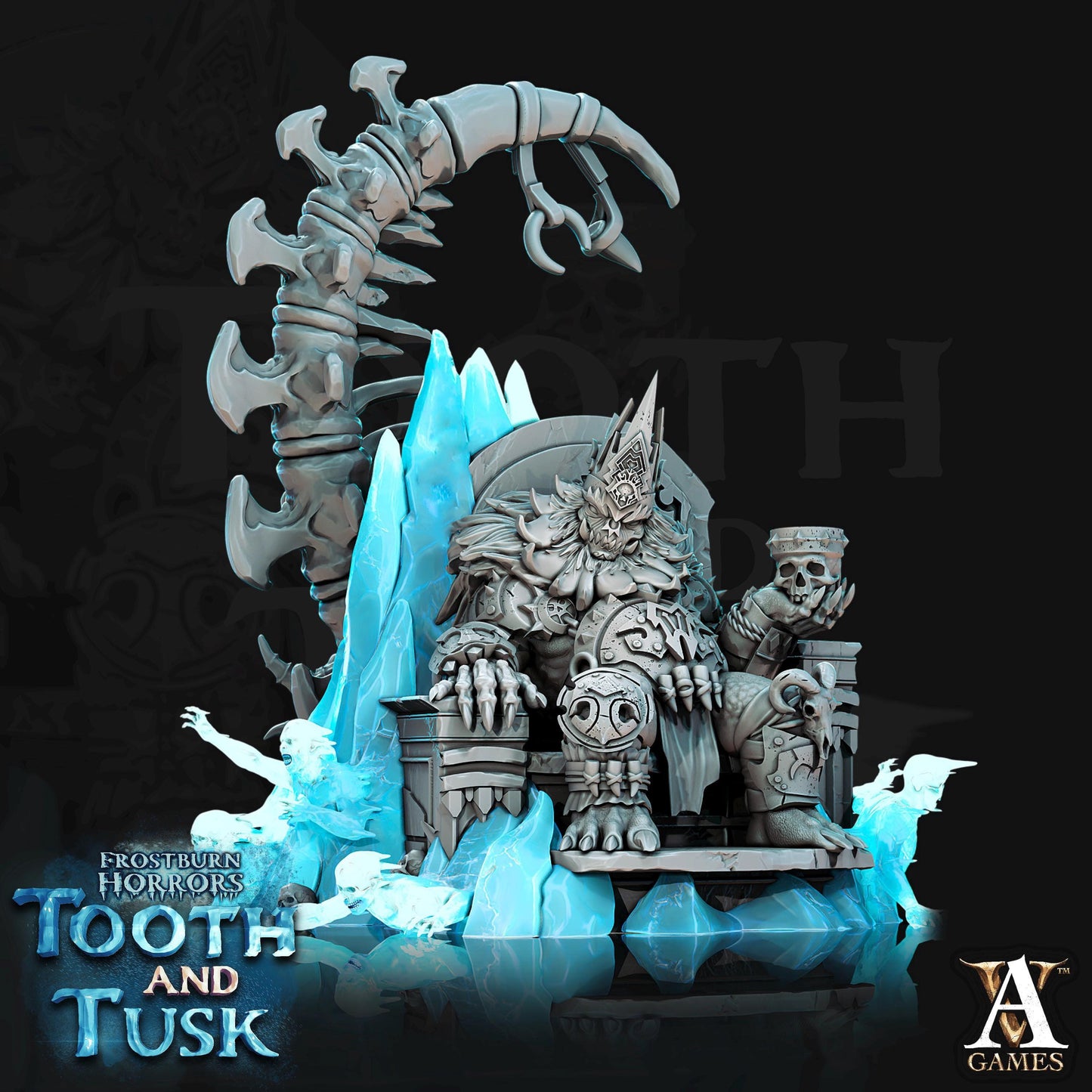 Sligo - Ice Troll King | Ice Dragon Miniature | Archvillain Games | Tooth and Tusk | Resin | Fantasy | DnD | RPG | TTRPG | Tabletop