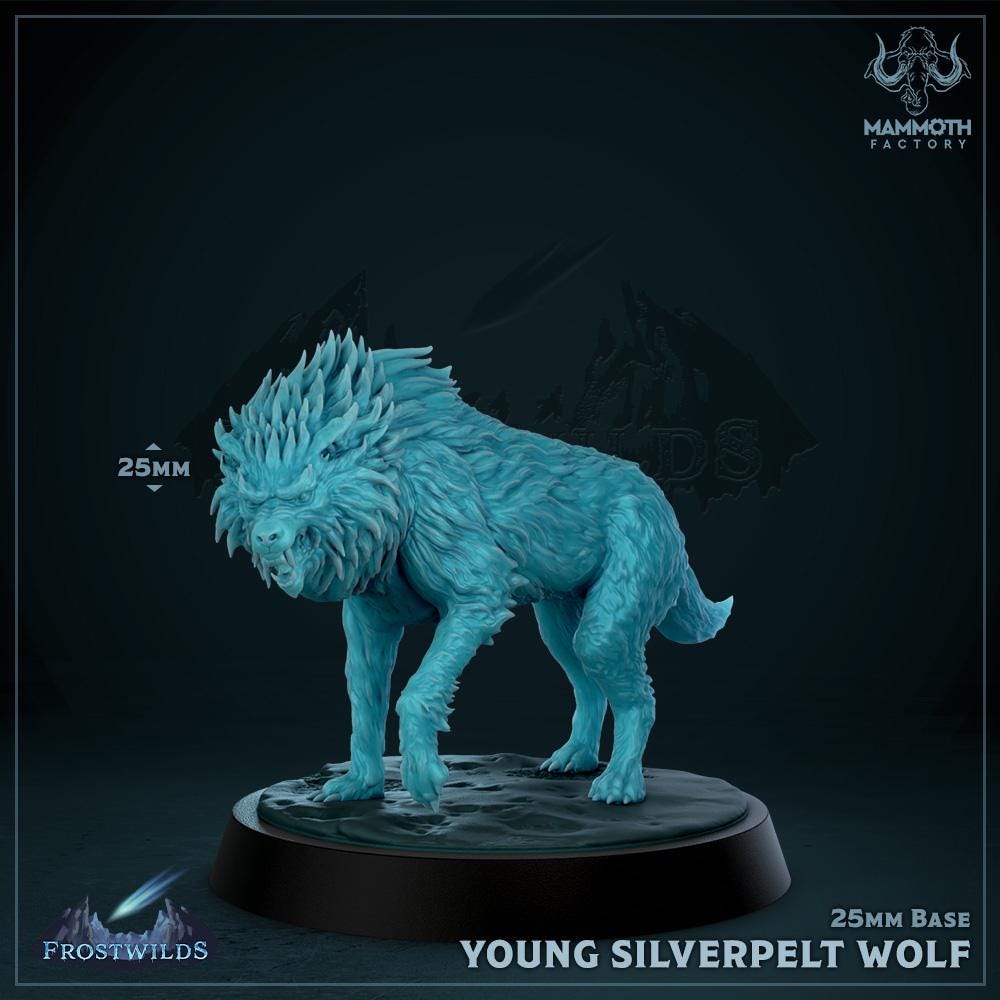 a statue of a young silverpett wolf