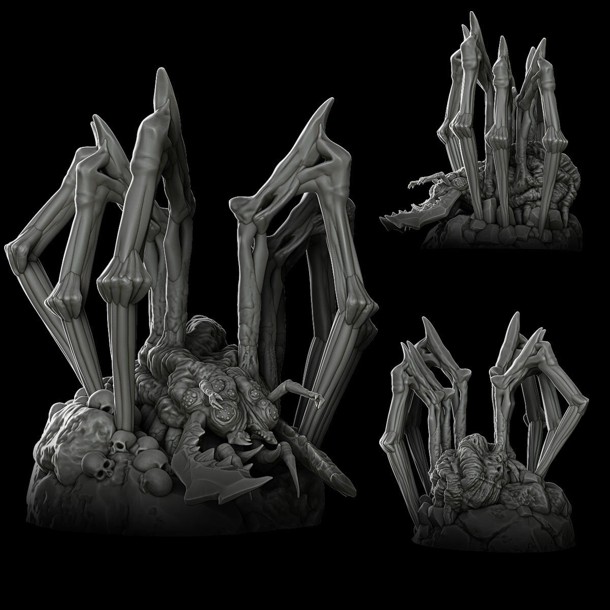 a bunch of strange looking objects on a black background