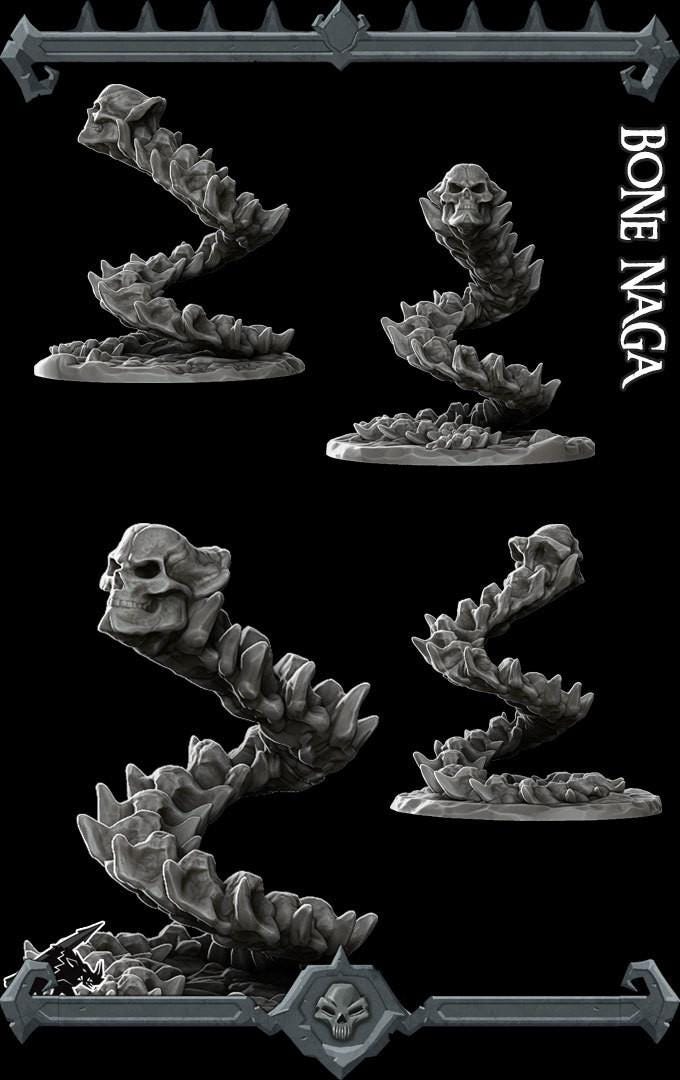 Bone Naga | Undead Miniature | Rocket Pig Games | Resin | Fantasy | DnD | RPG | TTRPG | Tabletop