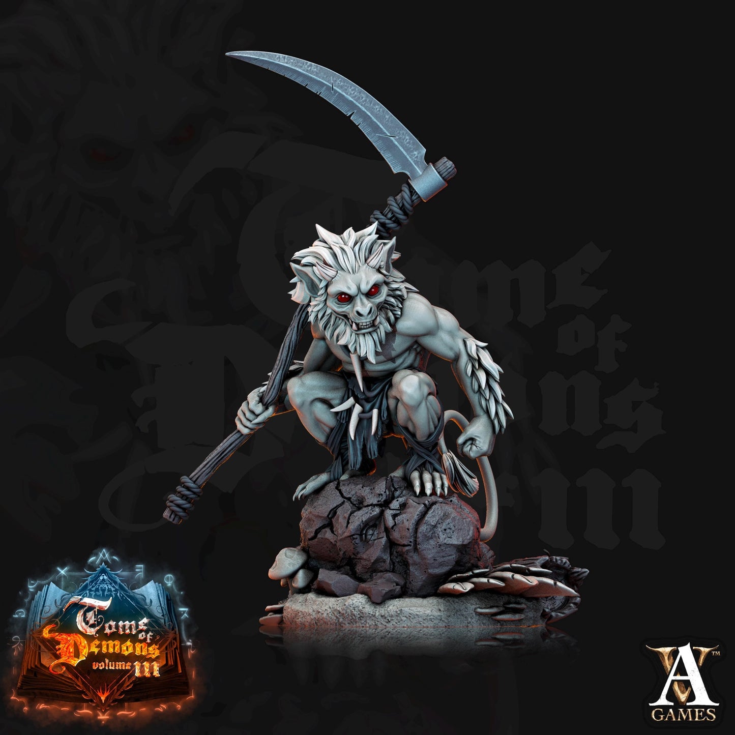 a statue of a demon holding a large knife