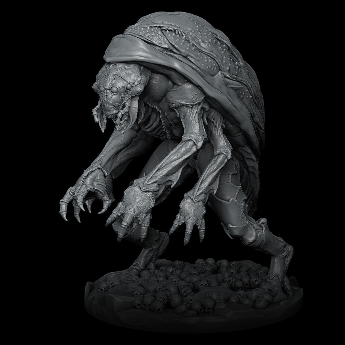a statue of a creature with a large head