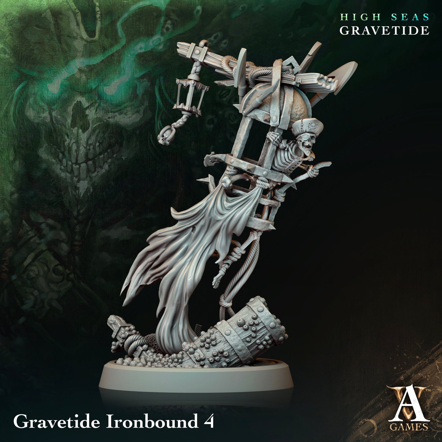 a statue of a skeleton holding a sword