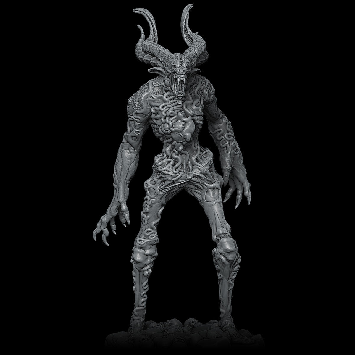 a black and white photo of a demon