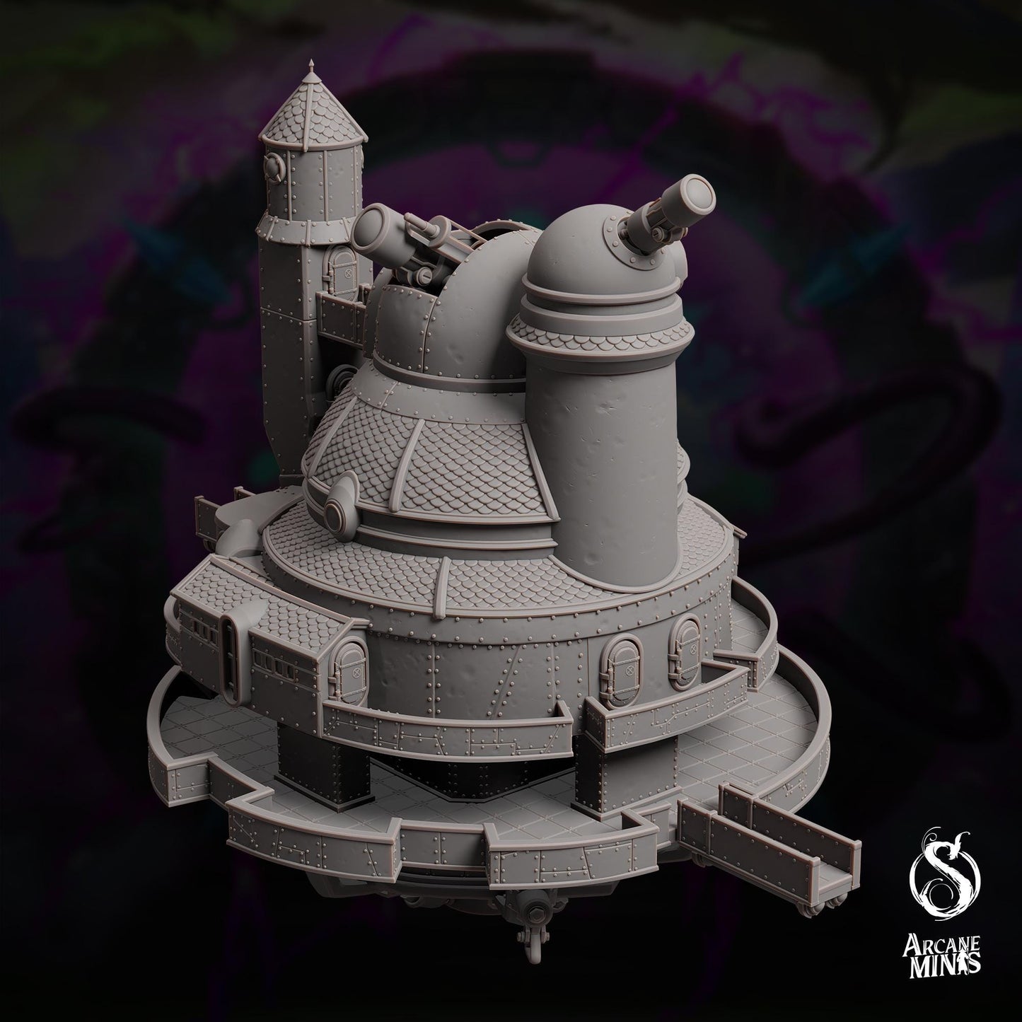a model of a castle with a turret
