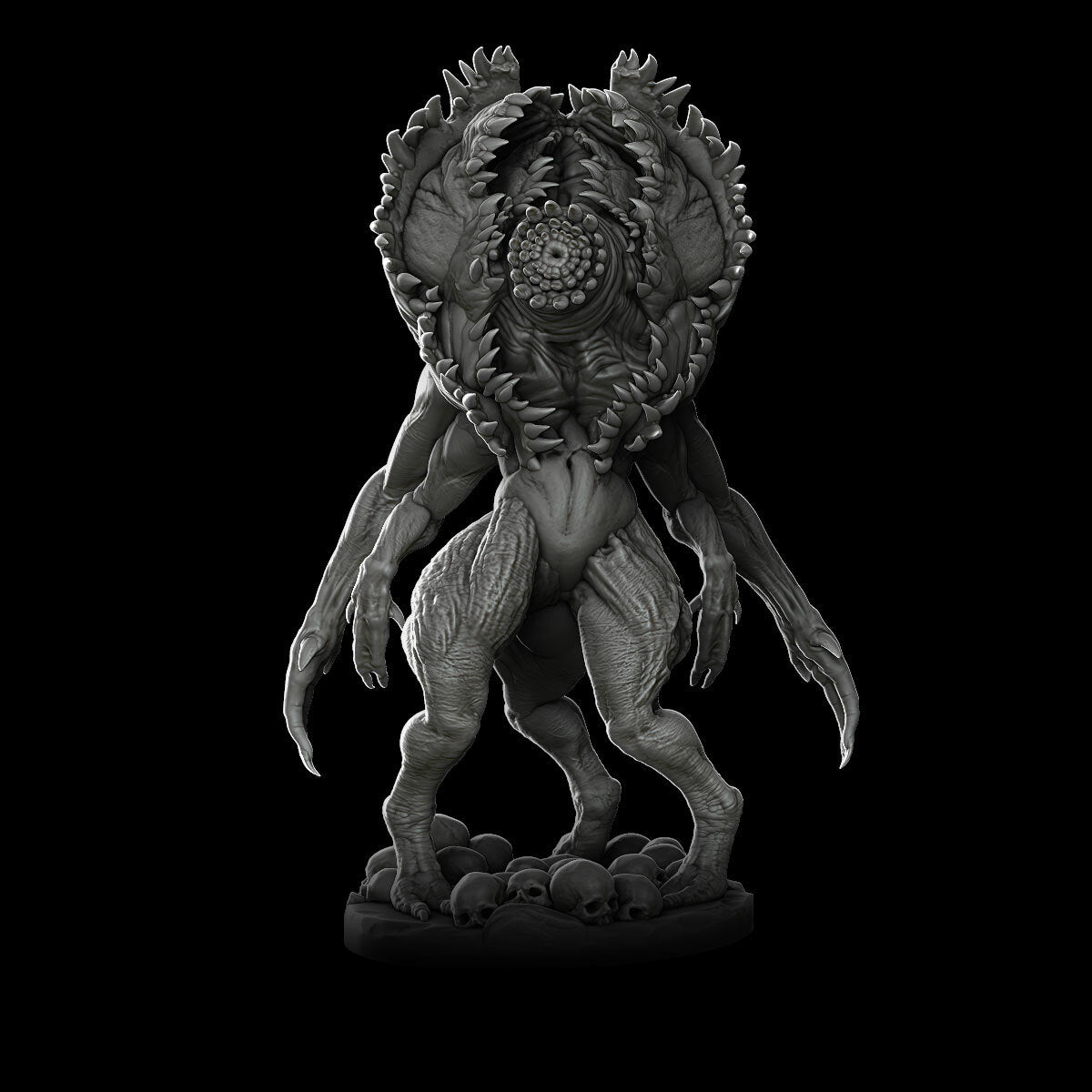 a black and white photo of a creature on a black background