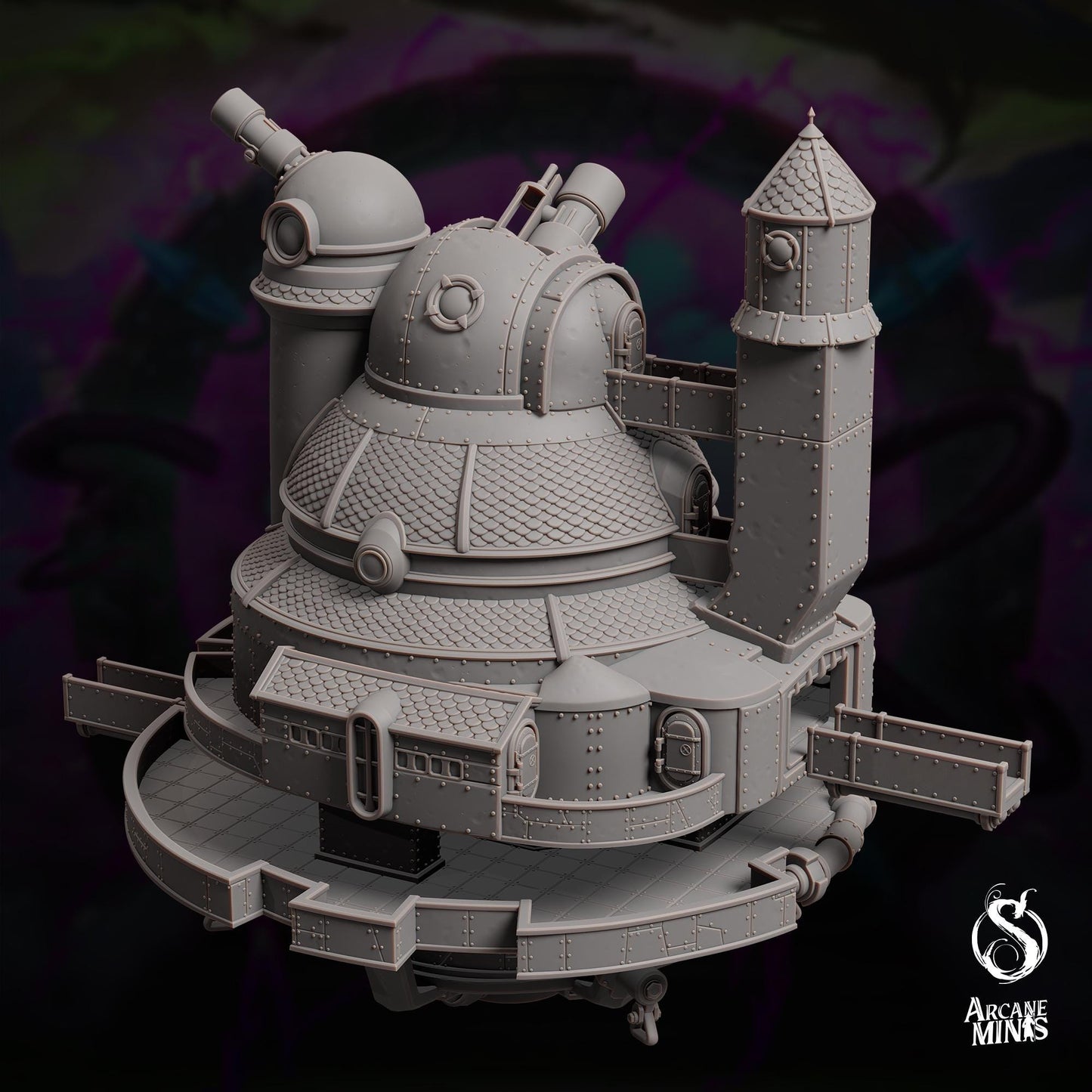 a large model of a building with a turret