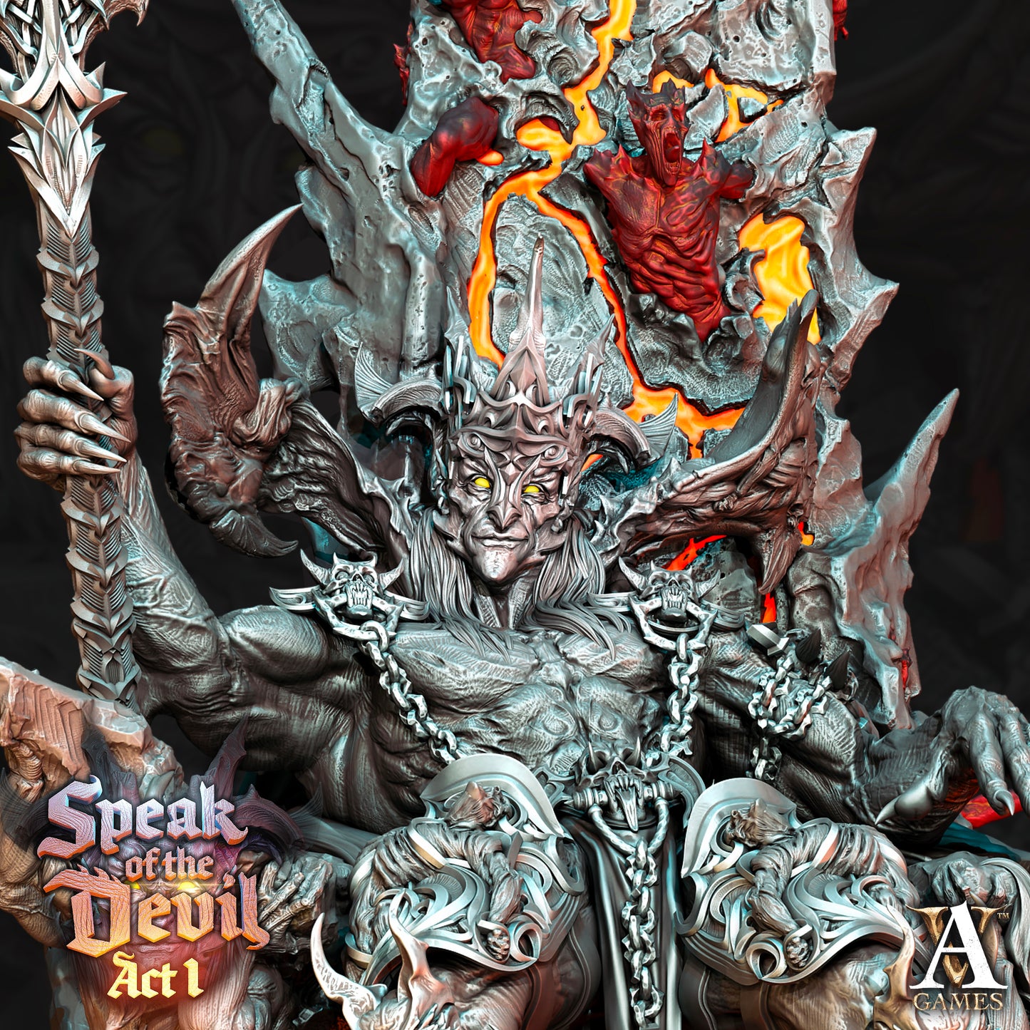 a statue of a demon holding a sword