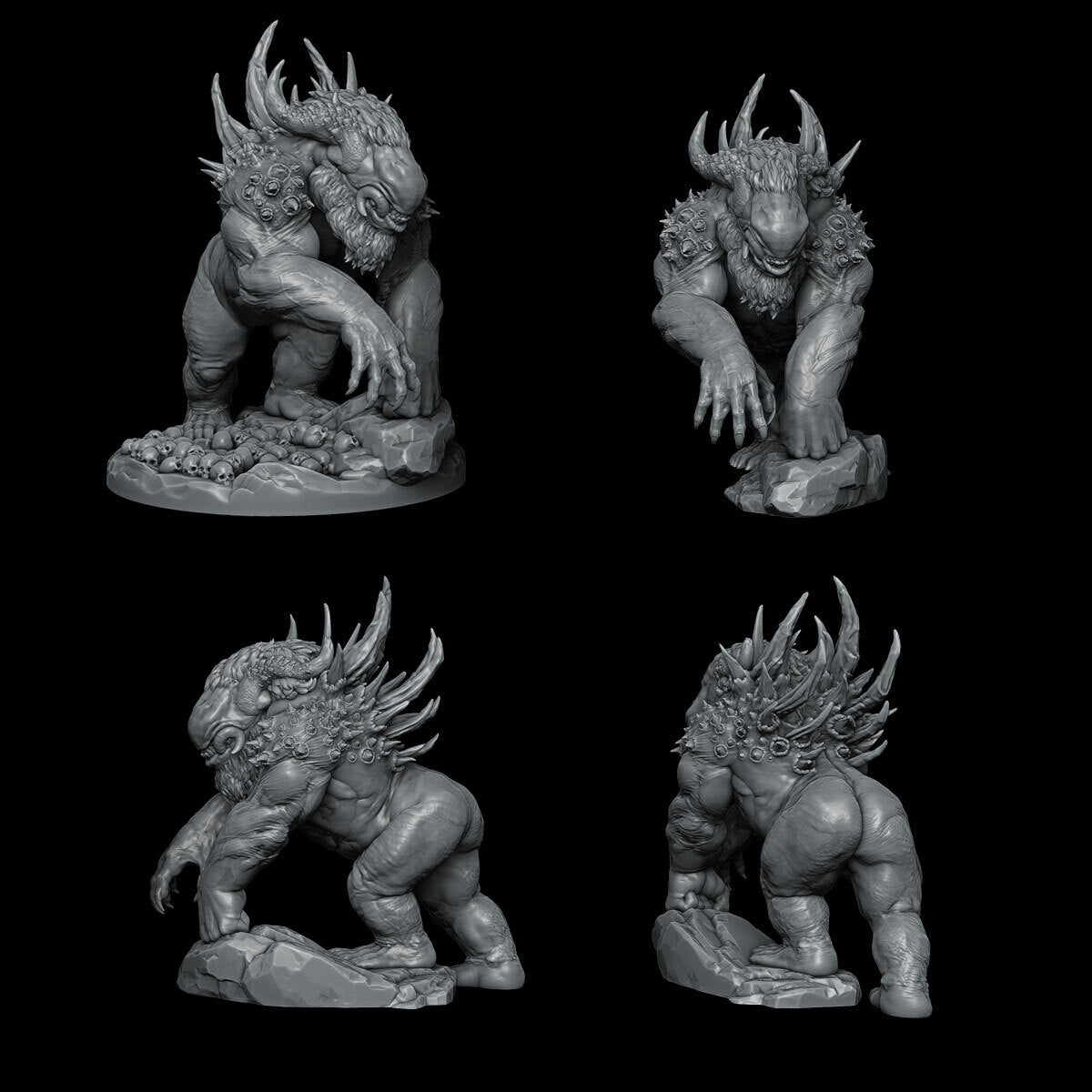 a set of four figurines of a demon