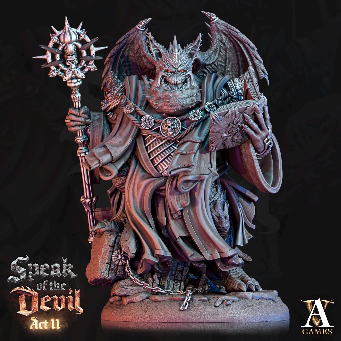 a statue of a demon holding a sword