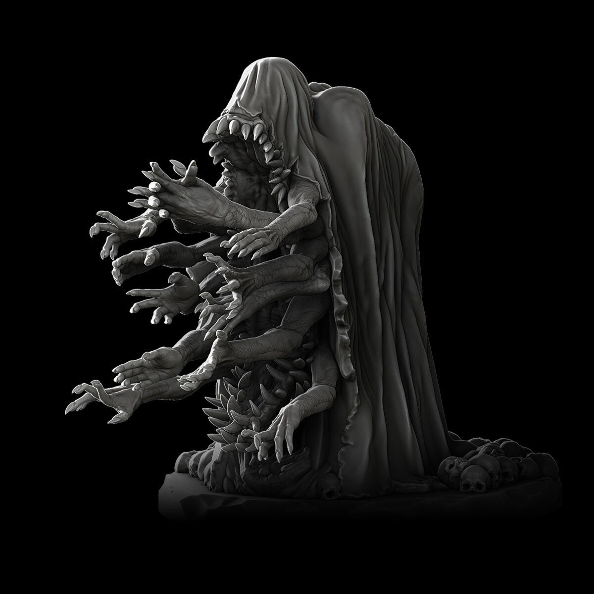 a statue of a man with hands coming out of his face