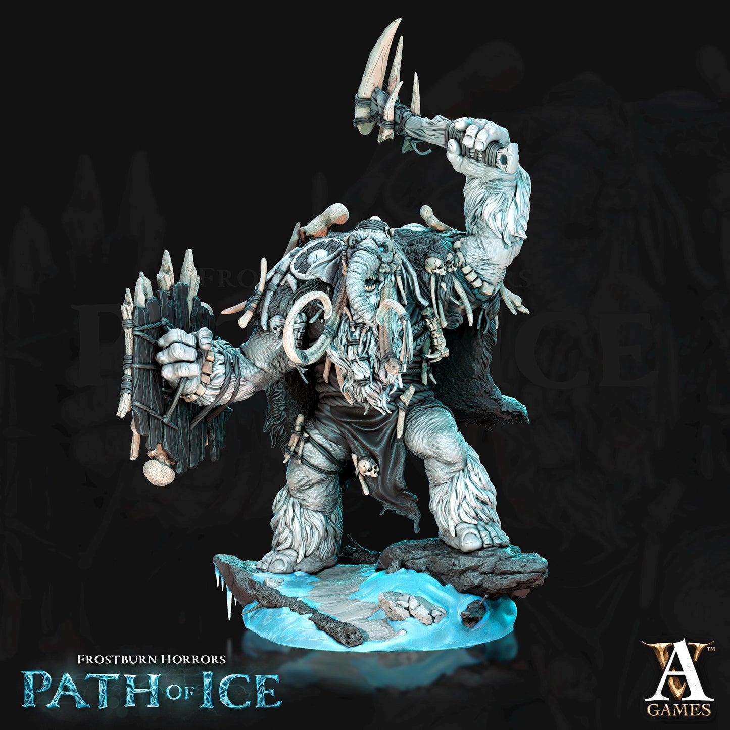 a statue of an ice troll holding a sword