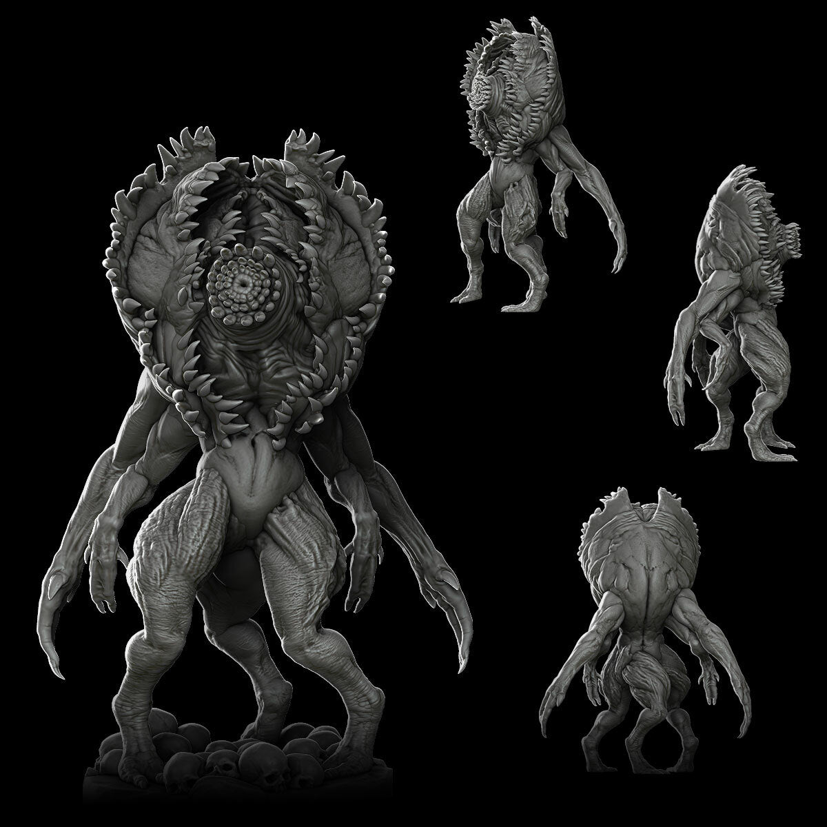 a group of alien like creatures on a black background