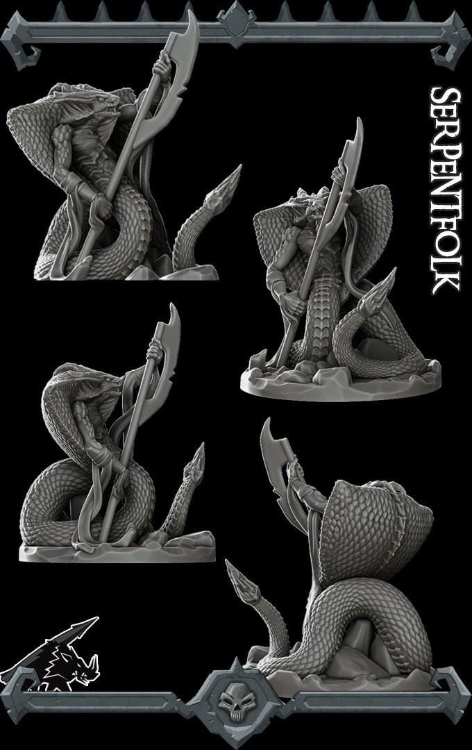 Serpent Folk | Lizard Miniature | Rocket Pig Games | Resin | Fantasy | DnD | RPG | TTRPG | Tabletop
