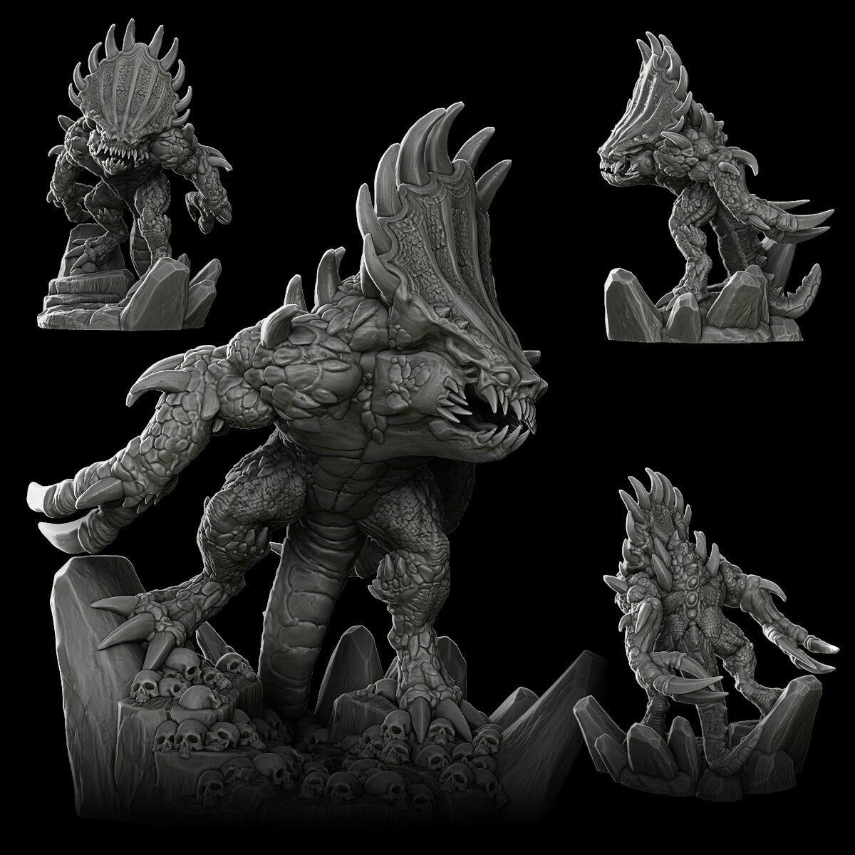 a black and white photo of a dragon figurine
