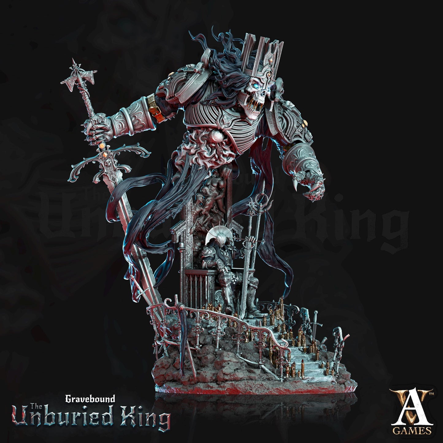 Atrum Rex | Undead Lich Sovereign Miniature | Archvillain games | The Unburied King | Resin | Fantasy | DnD | RPG | TTRPG | Tabletop