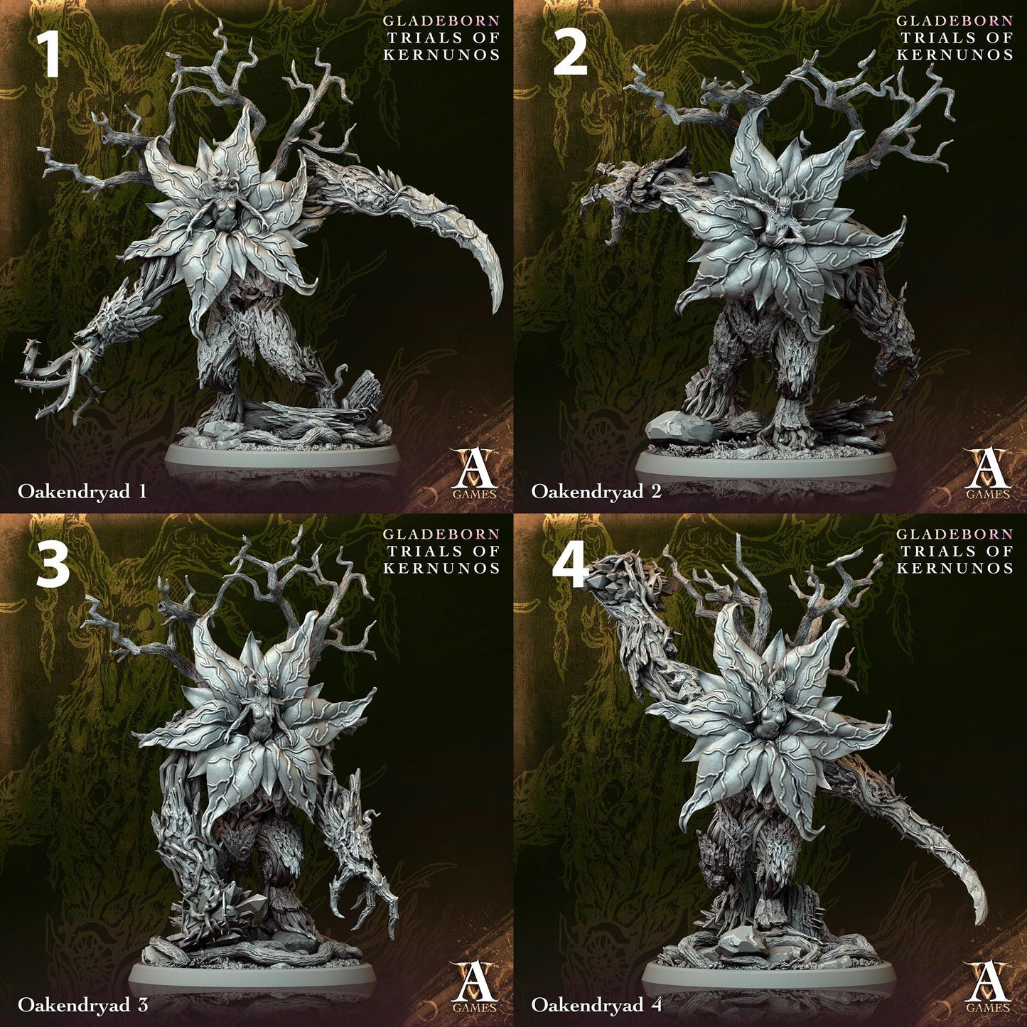 a set of four pictures of a demon