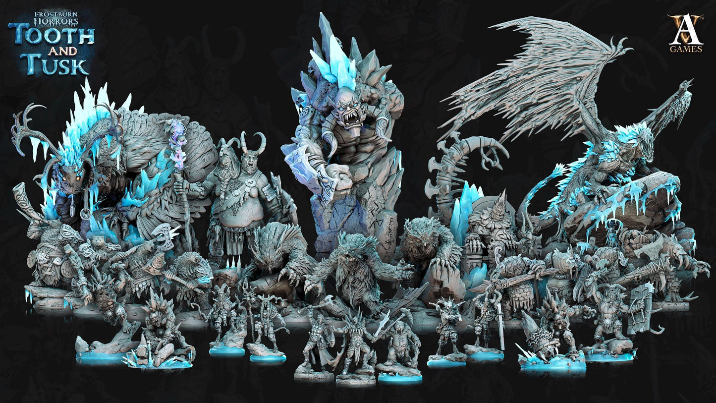 Sligo - Ice Troll King | Ice Dragon Miniature | Archvillain Games | Tooth and Tusk | Resin | Fantasy | DnD | RPG | TTRPG | Tabletop