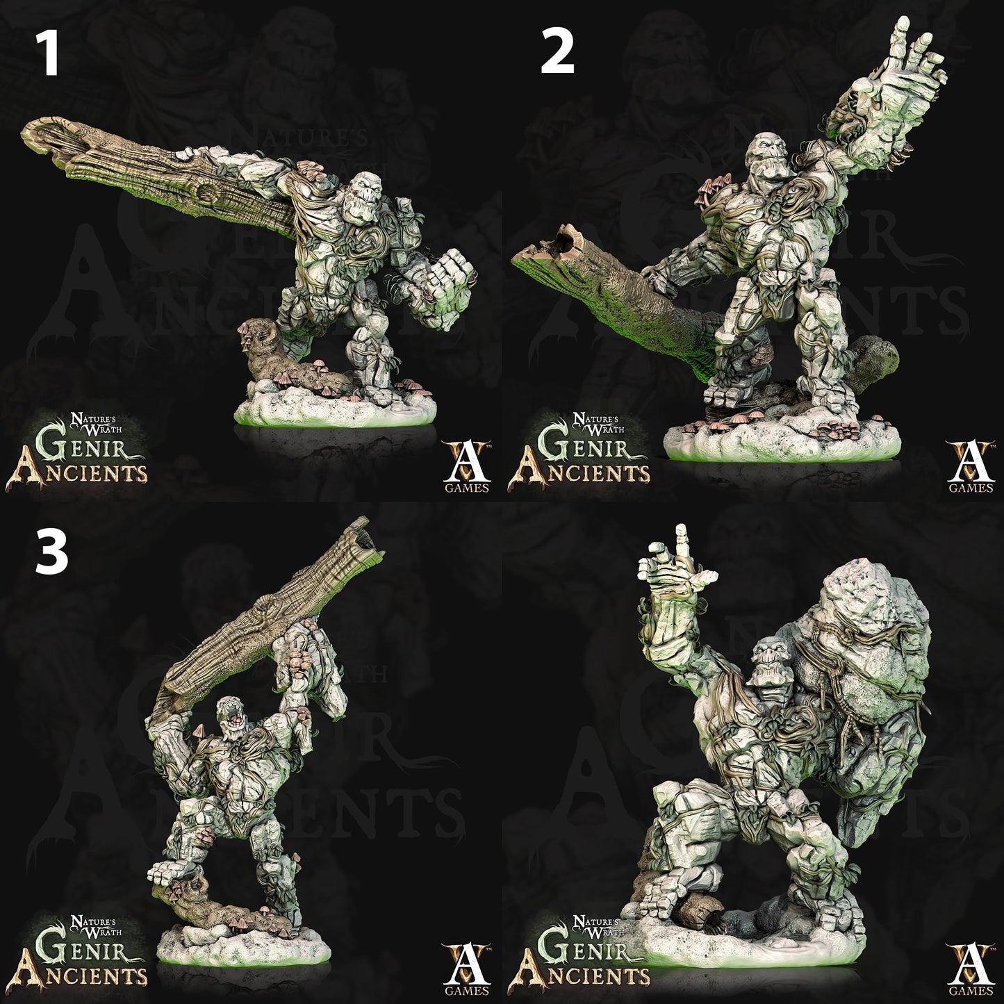 a set of four figurines of a soldier with a gun