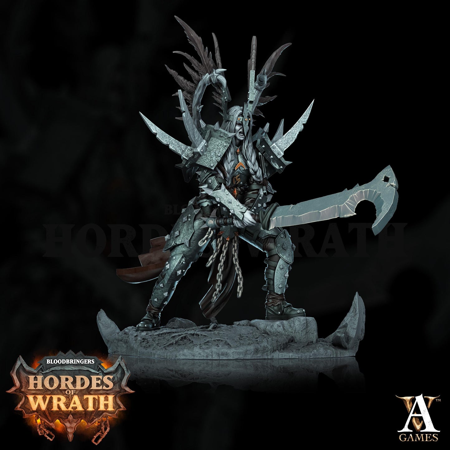 a statue of a demon holding a sword