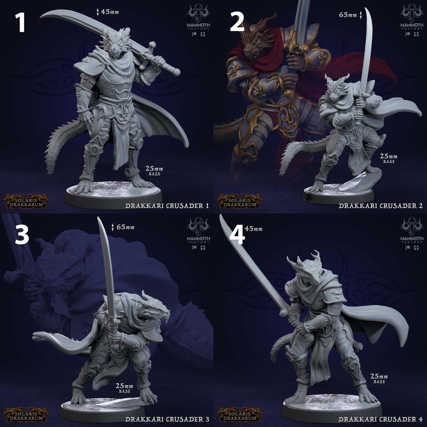 a set of four miniature figurines of knights