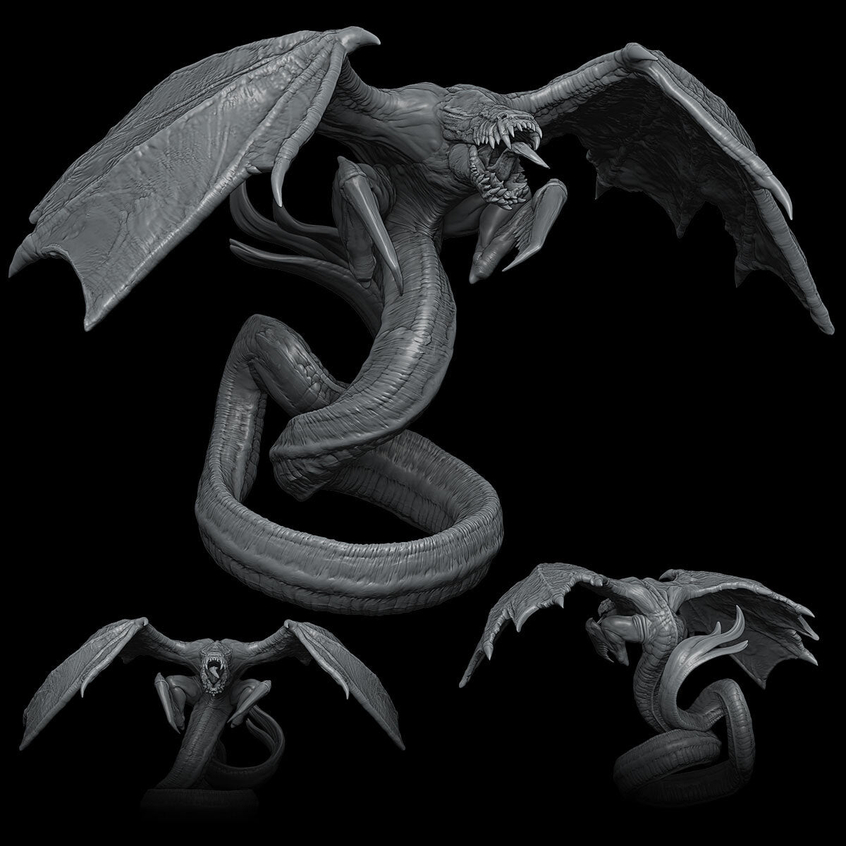 a black and white photo of a dragon and a snake