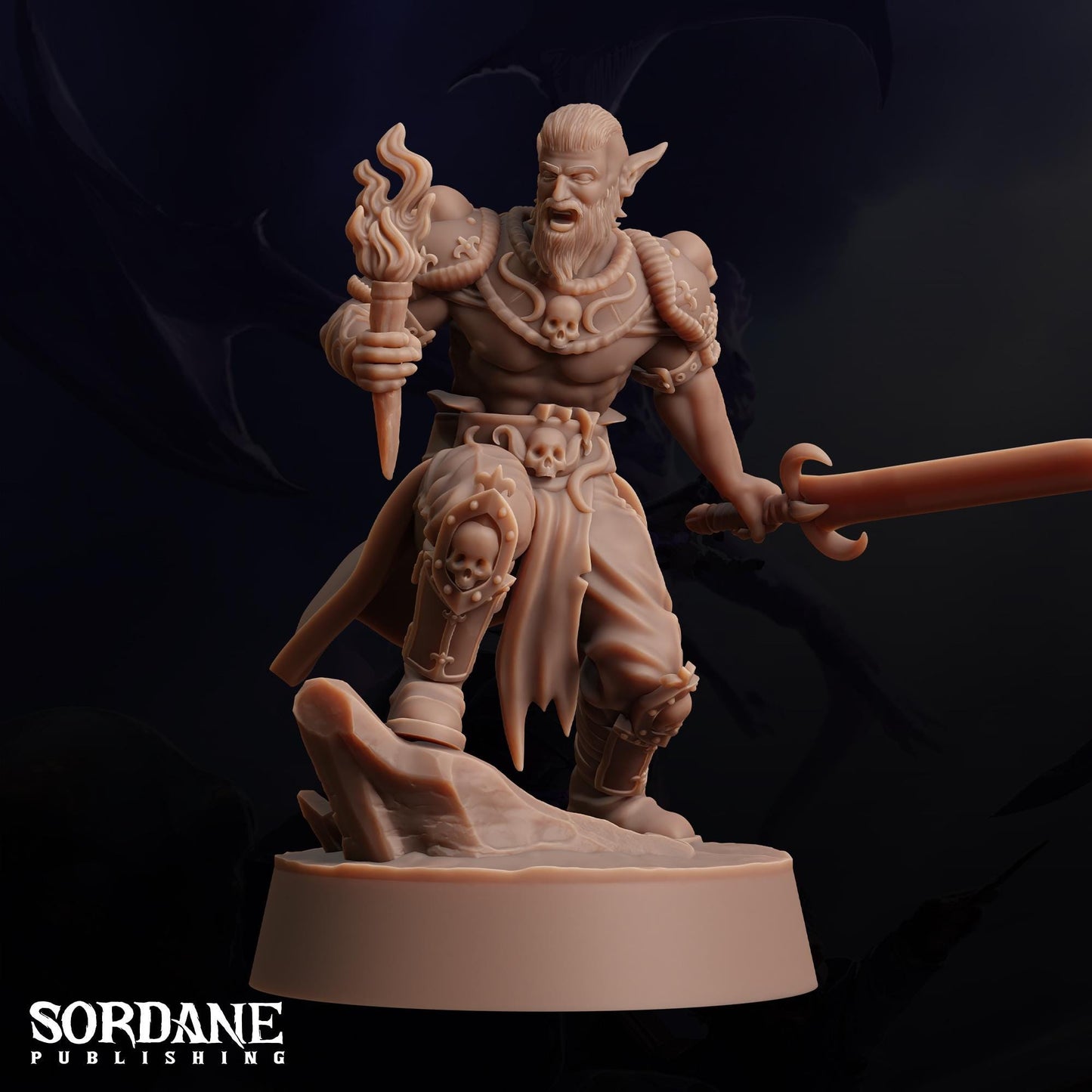 a statue of a demon holding a sword