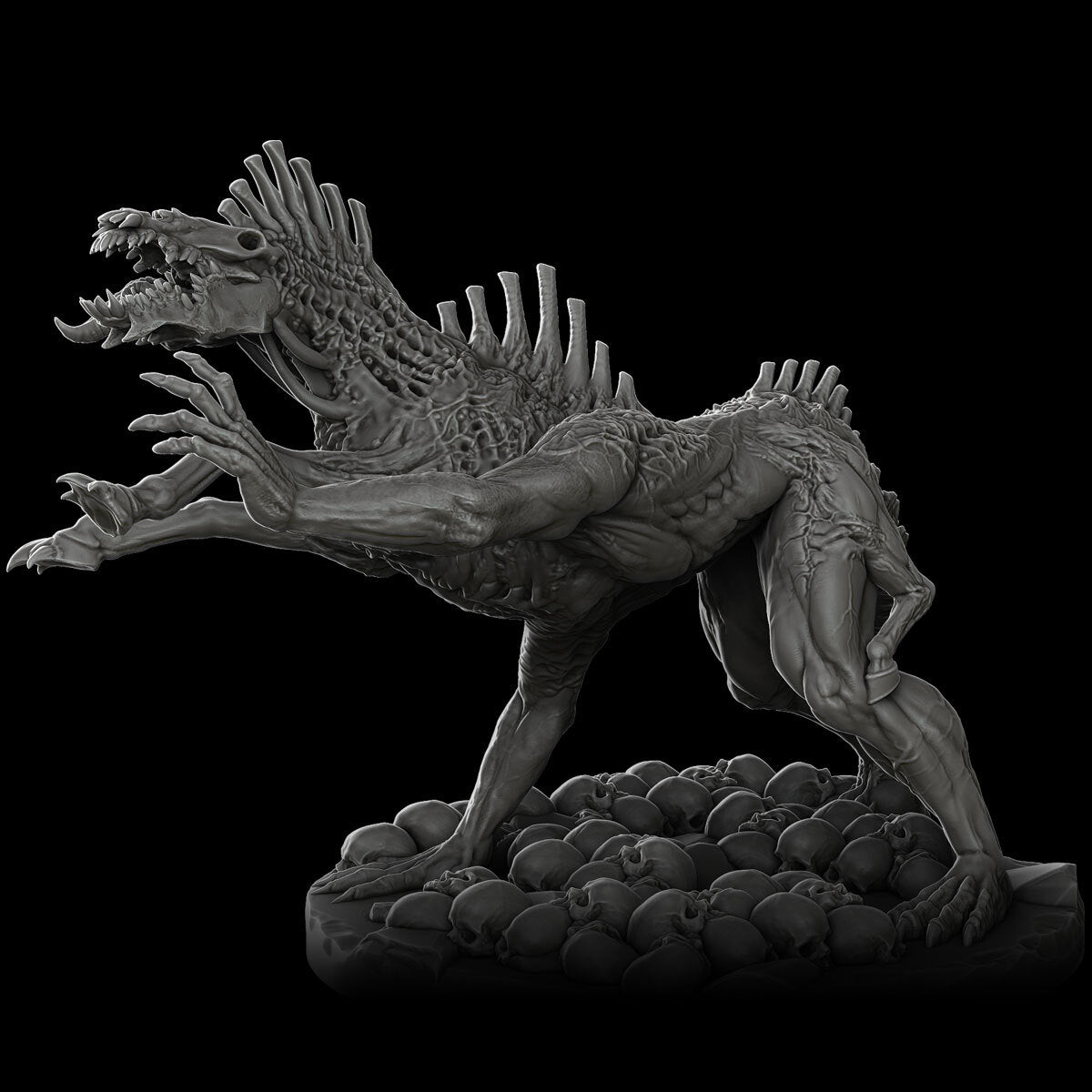 a black and white photo of a statue of a dinosaur