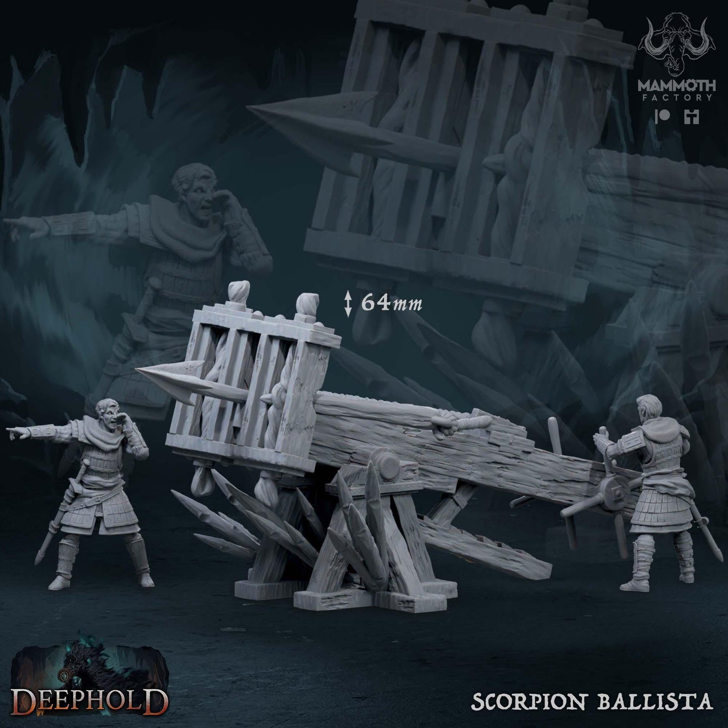 a group of figurines that are standing in front of a wooden structure