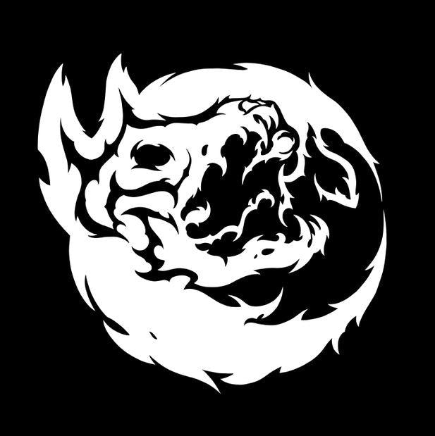 a black and white image of a lion's head
