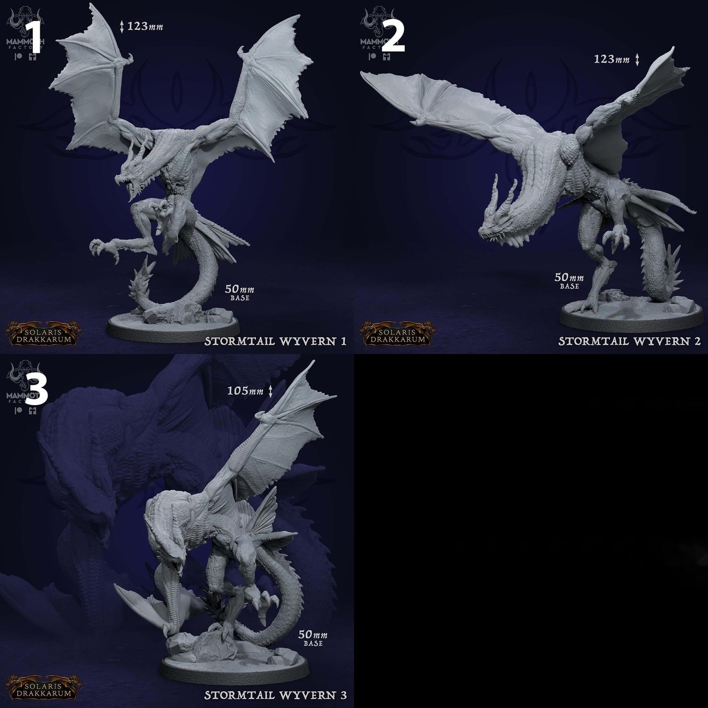 a set of three pictures of a white dragon