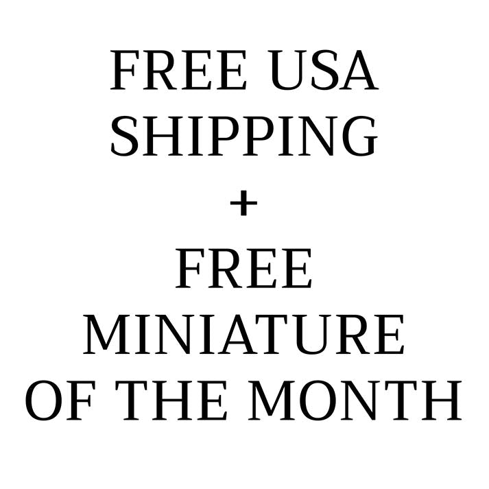 a black and white poster with the words free usa shipping and free miniatureture of