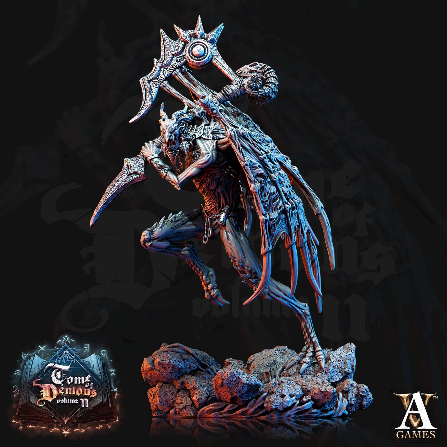 a statue of a demon holding a sword