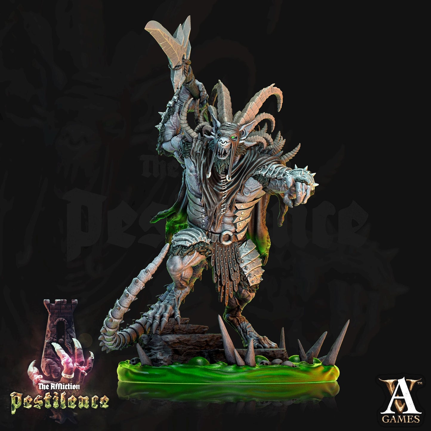a statue of a creature with horns and claws
