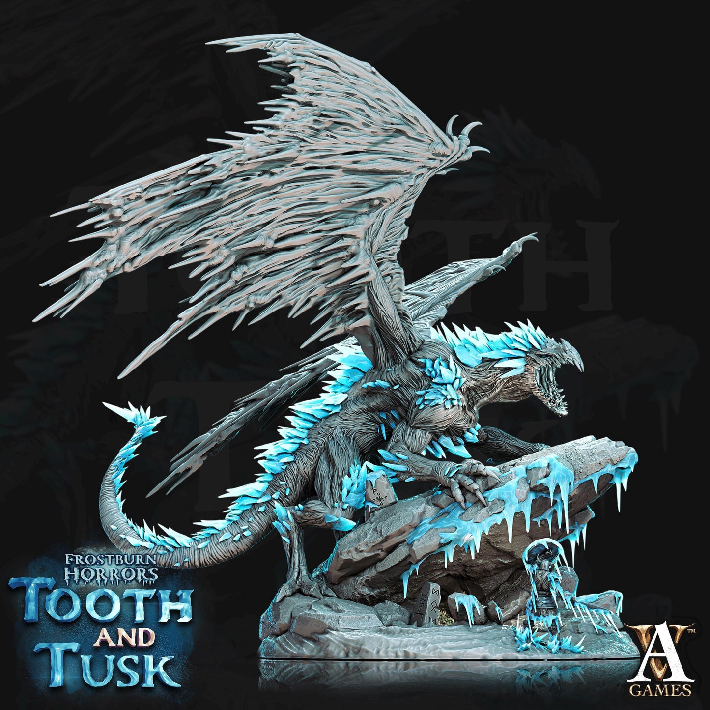 Fionrir | Ice Dragon Miniature | Archvillain Games | Tooth and Tusk | Resin | Fantasy | DnD | RPG | TTRPG | Tabletop