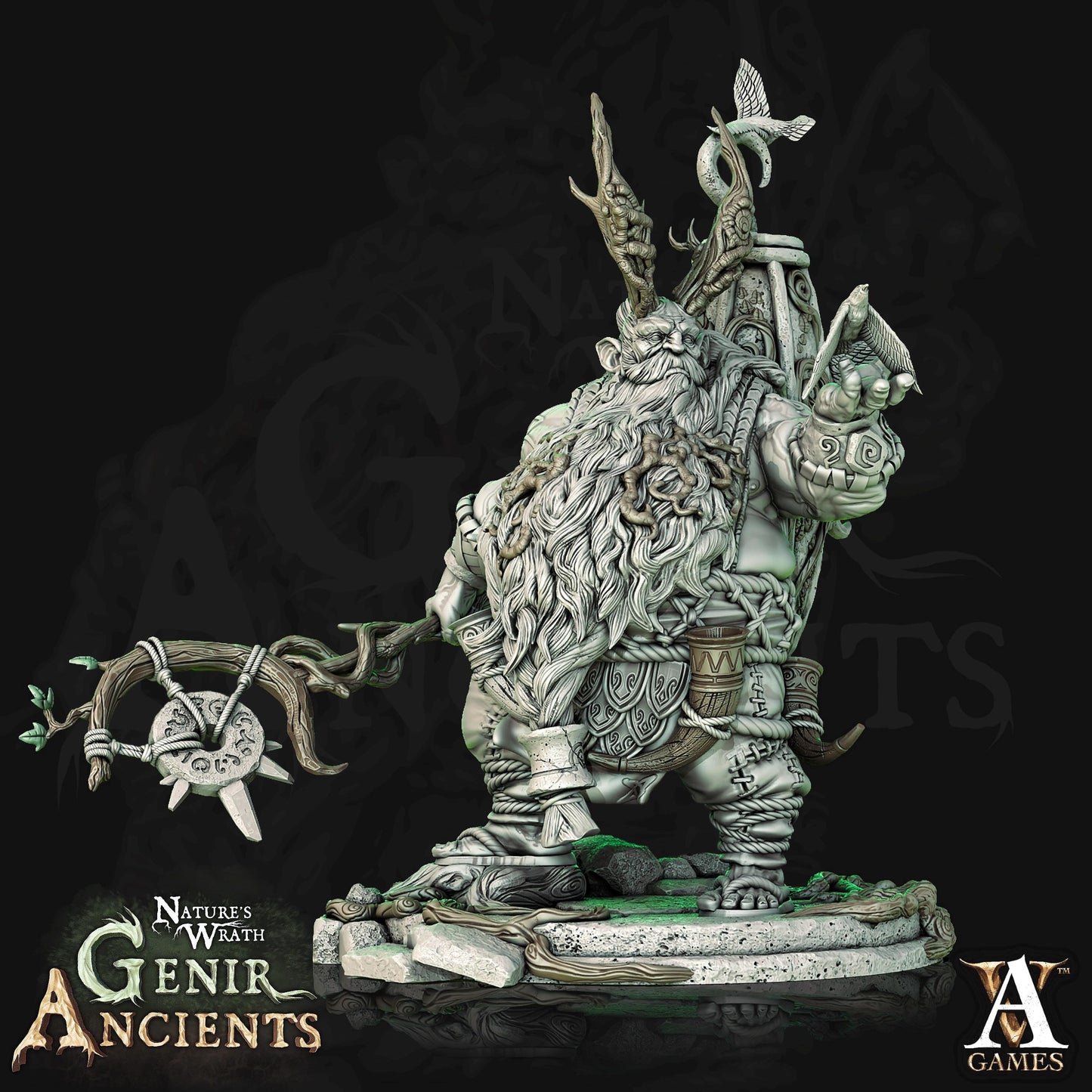 a statue of a man with a horned head