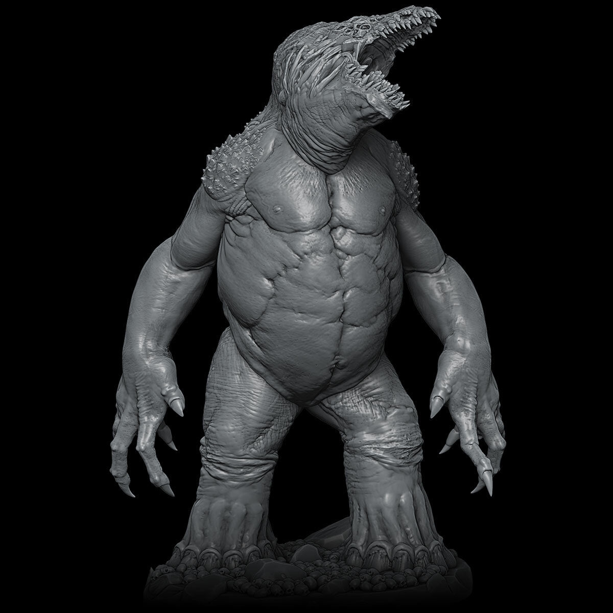 a statue of a creature with a large mouth