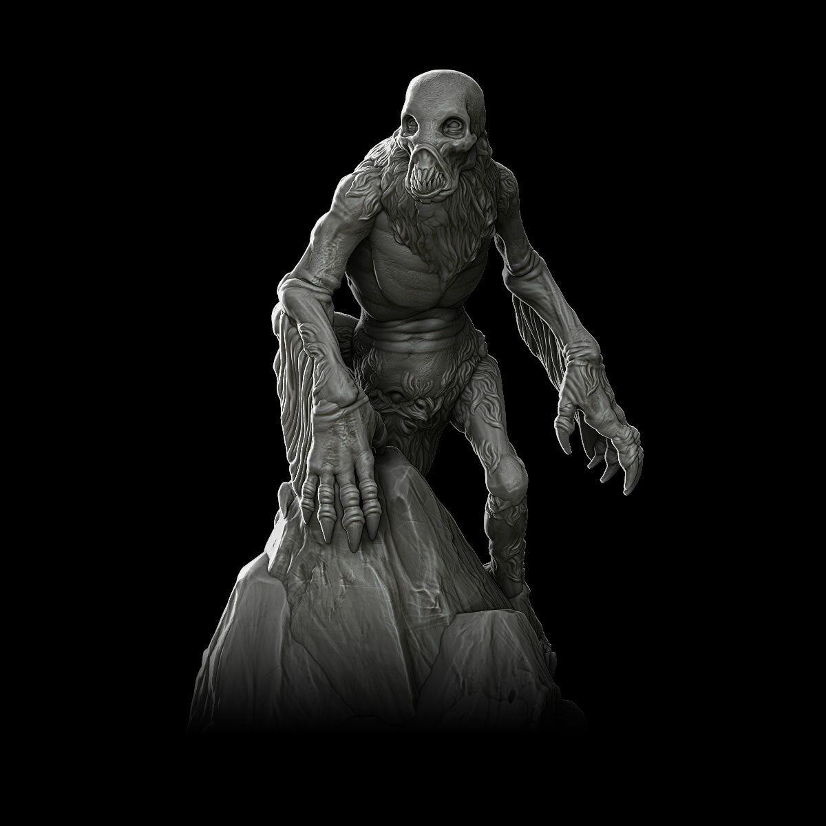a black and white photo of a creature on a black background
