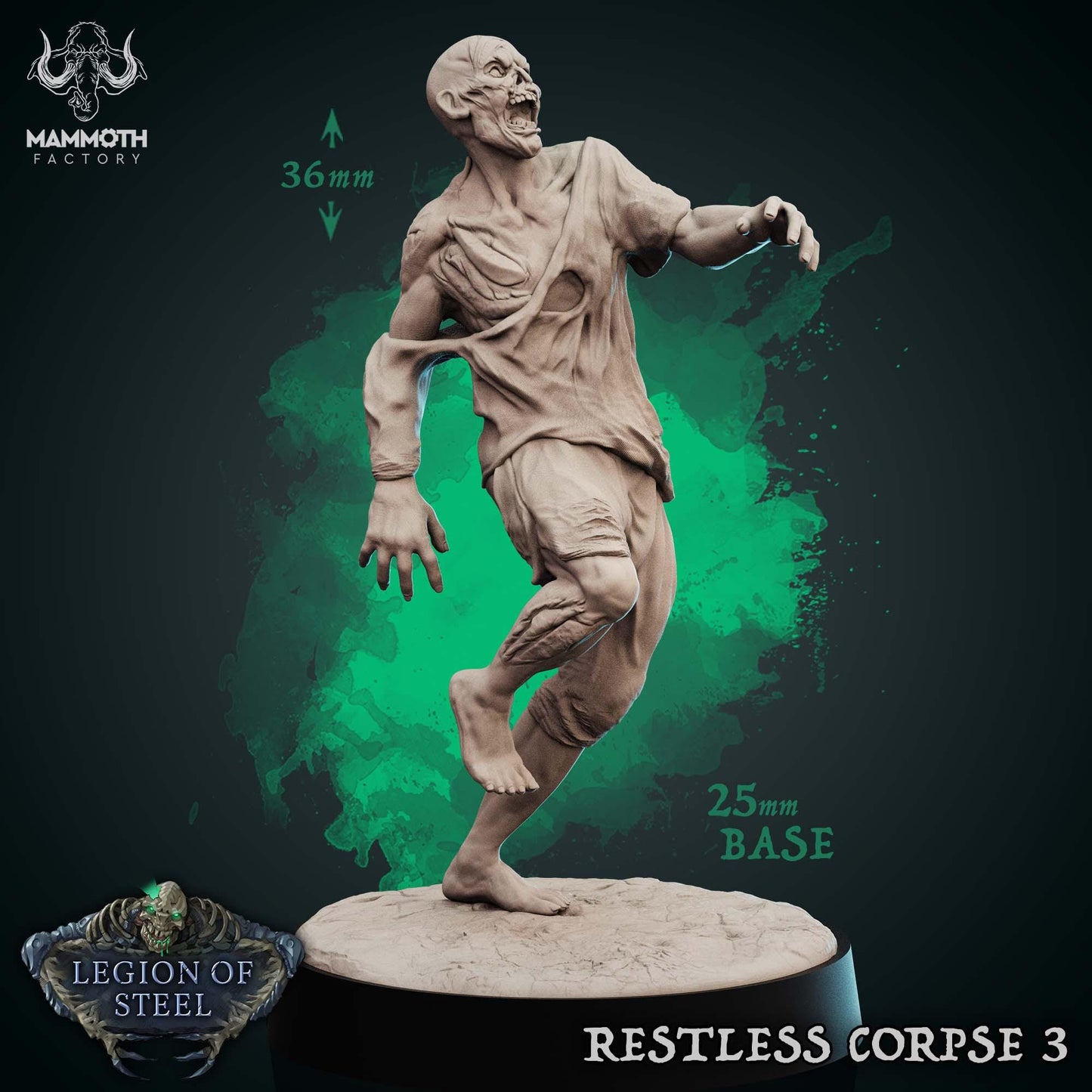 a statue of a man with a green background