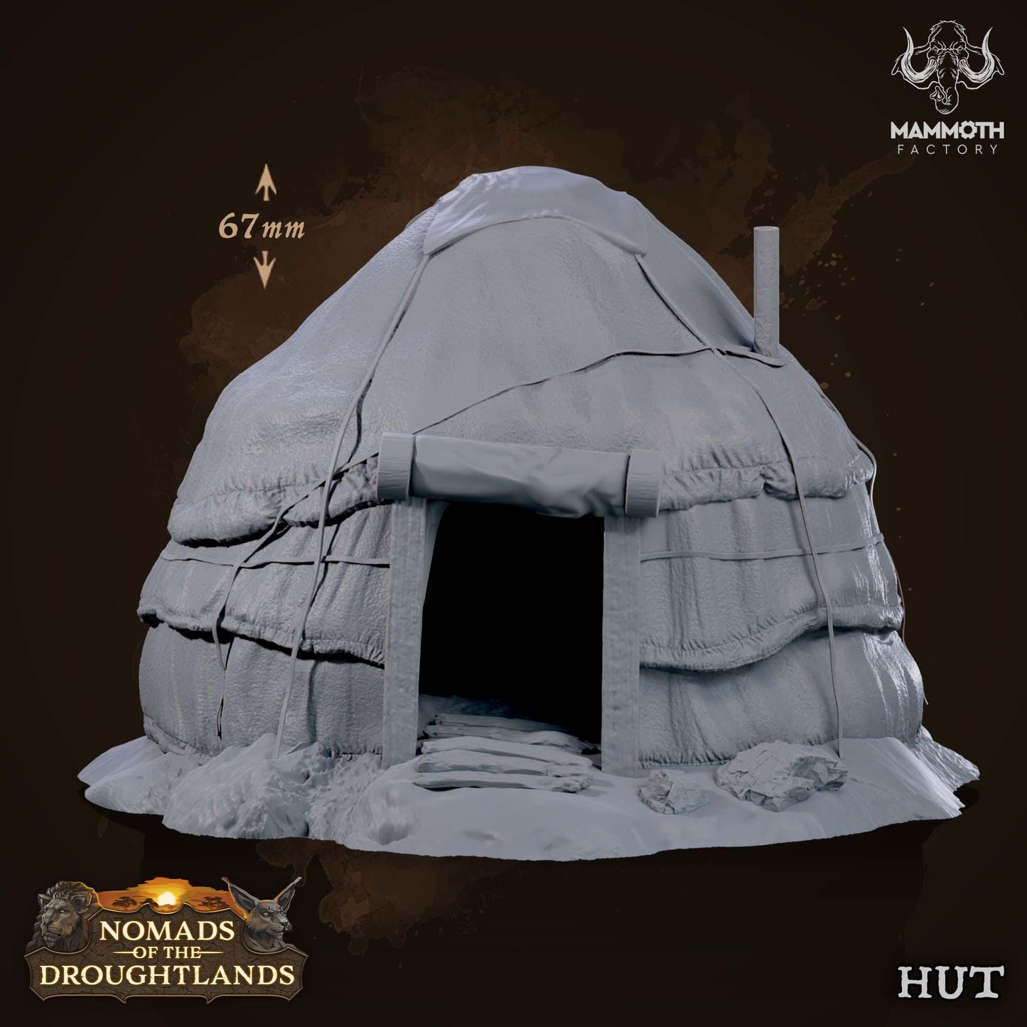 a model of a snow - covered hut with nomads